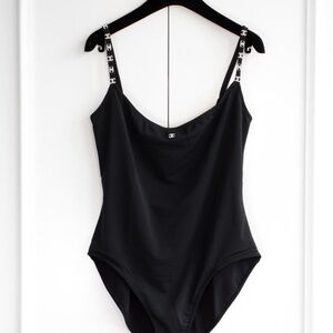 CHANEL Elegant Black One Piece Swimsuit